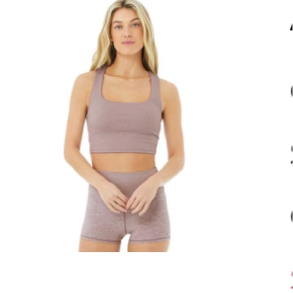ALO Ribbed Chic Bra Tank- size M in lavender dusk heather
